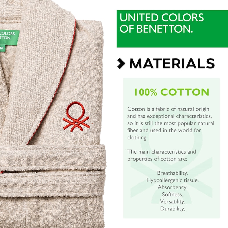 UNITED COLORS OF BENETTON. - Badjas L/XL 360 Gsm 100% katoen regenboogrood BE164