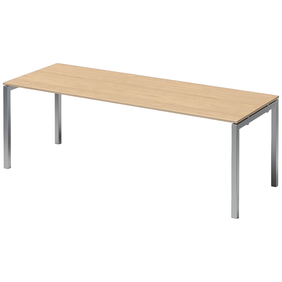 Bisley Cito Schreibtisch 220x80 cm, Tischplatte in Ahorn, U-Gestell in Silber - Bürotisch & Computertisch, PC Tisch für's Büro, Arbeitshöhe: 74 cm