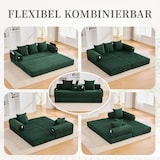 thumbnail of Merax 2-Sitzer Sofa, Schlafsofa Zusammenlegbares Kompressionssofa mit robustem Metallrahmen, Seitentaschen plus 3 Kissen, Emerald