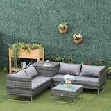 thumbnail of Outsunny Conjunto de 4 Móveis de vime para Jardim com 2 Sofás Duplos Mesa central com mesa de baú almofadas  removíveis 132x69x64 cm Cinza