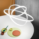 thumbnail of Lustre LED regulável Iole S3 60W - Suspensão moderna com 3 anéis em alumínio dourado escovado, luz quente 3000K, 3000lm, design elegante