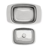 thumbnail of Relaxdays Butterdose mit Griff 6 x 19,5 x 13 cm HxBxT, 250 g Butter Schale mit Butterglocke in Edelstahl-Optik, silber