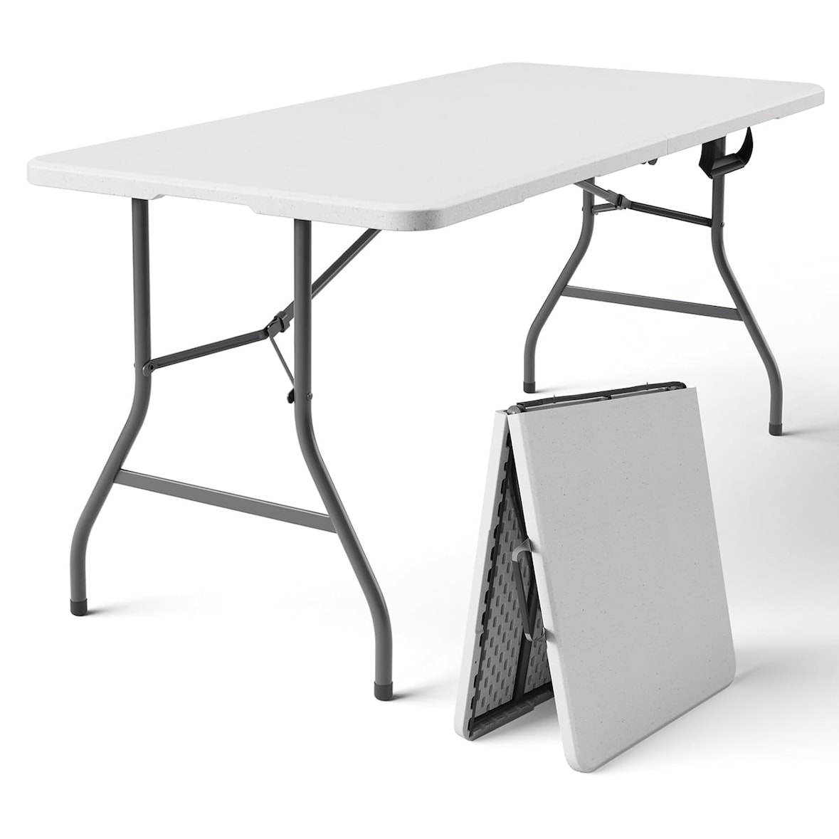 Yoevu - Mesa plegable de resina 152 cm compacta, resistente y fácil de transportar para interior y exterior