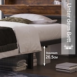 thumbnail of Merax Metallbett Einzelbett 90 x 200 cm mit Stauraum-Kopfteil, Metall Bettgestell Bettrahmen Für Erwachsene, Schwarz Industrielles Bett