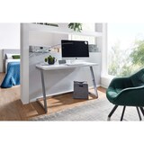 thumbnail of Schreibtisch 120x55x76 cm Hochglanz Weiß / Silber PC-Tisch mit Metallbeine, Design Computertisch, Home-Office Bürotisch, Konsolentisch