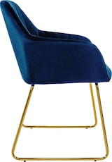 thumbnail of ML-Design Esszimmerstühle 4er Set Blau Samt, Armlehne, Goldbeine, Metallgestell, Polsterstuhl Esszimmer Sessel
