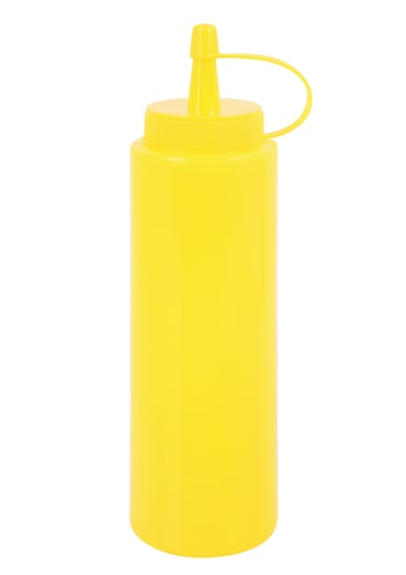METRO PROFESSIONAL Botella dispensadora para salsas hs020801-8, polietileno/polipropileno, Ø 5 x 18 cm, 260 ml, con tapón de rosca, amarillo