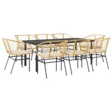thumbnail of vidaXL 9-tlg. Garten-Essgruppe mit Kissen Braun Poly Rattan Glas