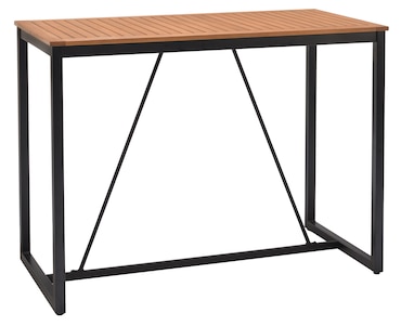 METRO PROFESSIONAL Mesa de bar Lynx, alumínio/eucalipto, 142 x 70 cm, retangular, preto