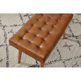 thumbnail of Sitzhocker 67x47x39 cm Mango Massivholz / Echtleder Chesterfield-Design, Lederhocker Braun, Beistellhocker Hocker ohne Lehne, Country