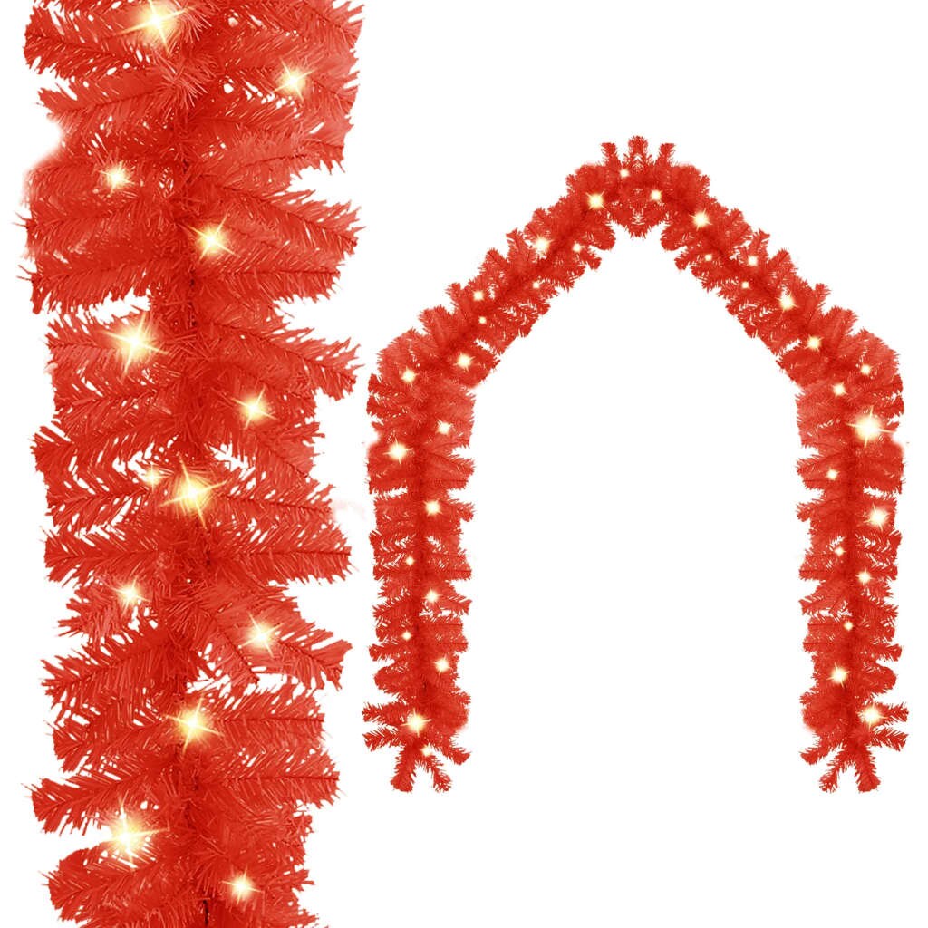 Weihnachtsgirlande mit LED-Lichtern 10 m Rot