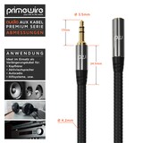 thumbnail of Primewire Klinkenkabel 3,5 mm AUX - Audio Verbindungskabel / Kupplung mit Nylonmantel - 2m