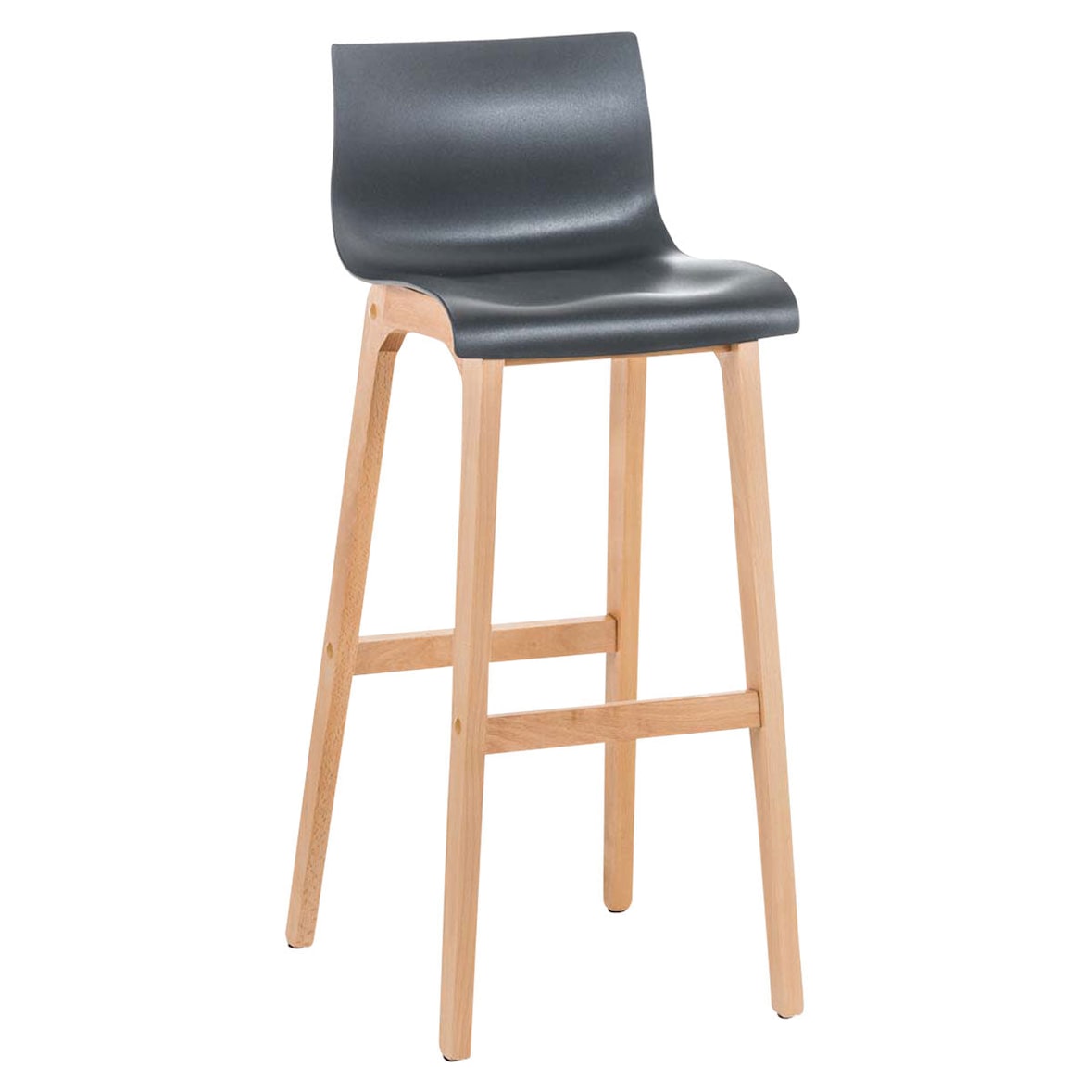 Décoshop26 - Tabouret de bar design scandinave x1 structure de 4 pieds en bois assise en plastique gris 10_0004944