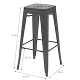thumbnail of 4er-Set Barhocker HWC-A73, Barstuhl Tresenhocker, Metall Industriedesign stapelbar ~ rot