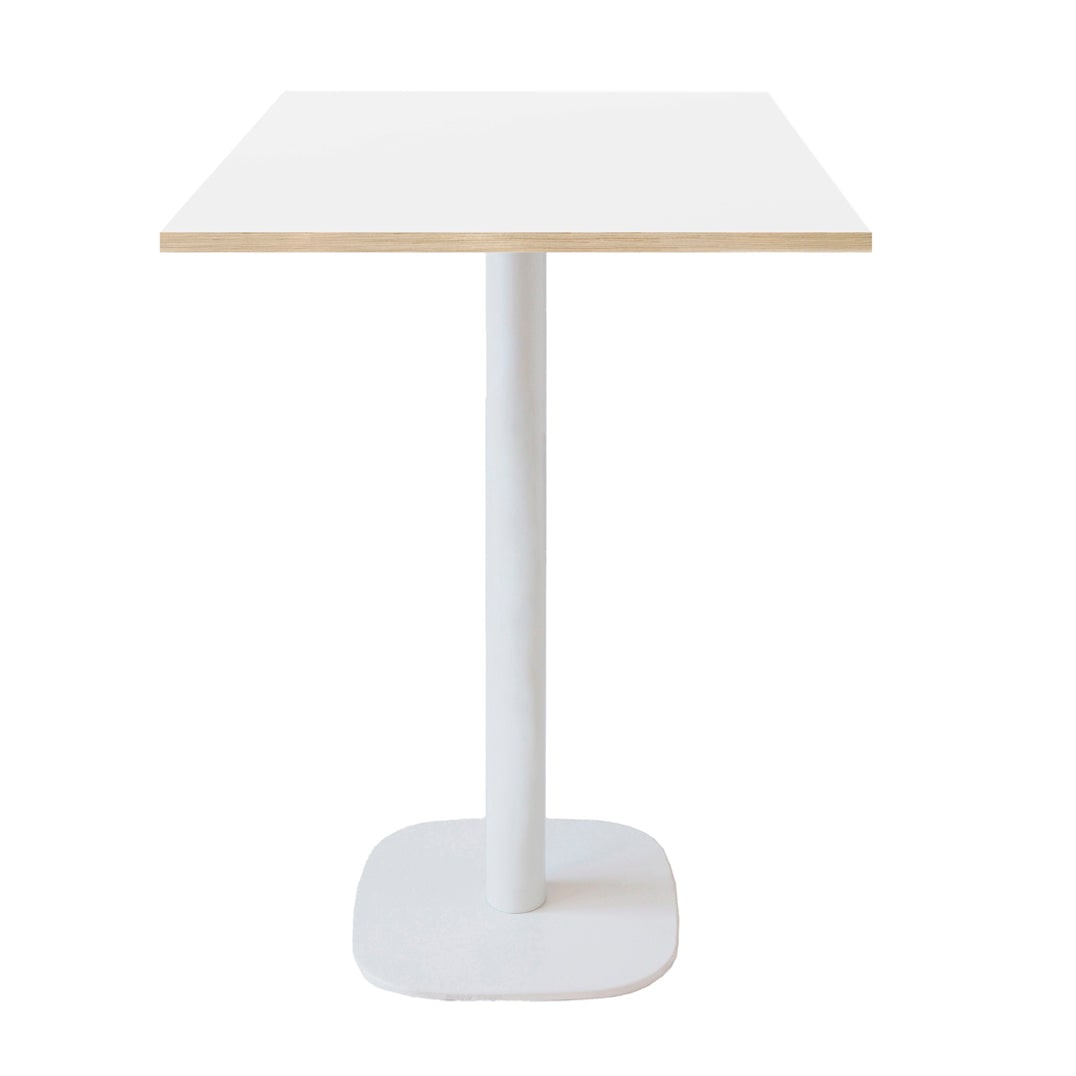 Stehtisch Round weiß 60x60cm - Modell weiß mit Holzimitatkanten