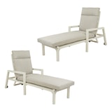 thumbnail of Pacote de 2 espreguiçadeiras reclináveis, com almofada, Alumínio, Branco, 220x68x99 cm