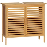 thumbnail of kleankin mueble bajo del lavabo de bambú con 2 puertas armario debajo lavabo de pie armario de baño de suelo 66x29x61,5 cm natural