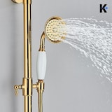 thumbnail of NALA | Vintage Regendusche Set Gold glänzend Edelstahl | Retro Design Duscharmatur Duschsystem | Mischbatterie Dusche komplett mit Handbrause