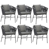 thumbnail of Stuhlset Valeiras im Rope-Design, dicke Polster, 60x61x77cm  6er Setdunkelgrau/dunkelgrau