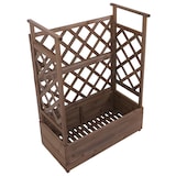 thumbnail of Canteiro elevado HWC-P67, plantador/caixa de flores plantador treliça treliça treliça madeira FSC® 114x85x44cm ~ castanho
