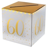 thumbnail of 60. Geburtstag Geldbox Spardose Zahl 60 gold weiß metallic