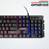 thumbnail of Clavier  Amstrad AMS KEY008 USB, Rétro-éclairage RGB, 12 raccourcis multimédia, 104 touches, AZERTY