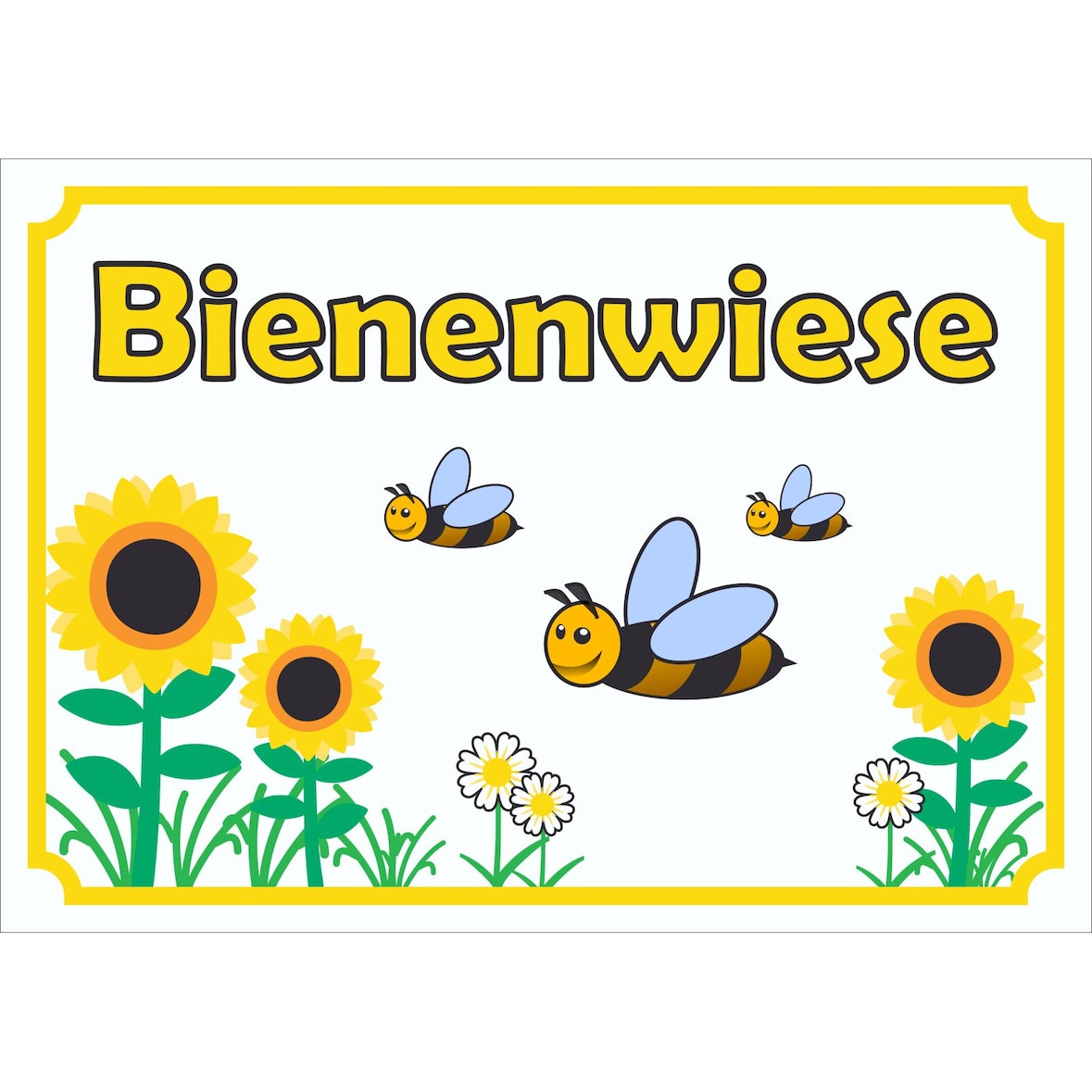 Schild Bienenwiese waagerecht A2 Rückseite selbstklebend