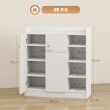 thumbnail of HOMCOM Sapateira Armário Multiuso com 2 Portas Prateleiras Interiores e 4 Prateleiras Exteriores com Altura Ajustável 83x30x90 cm Branco