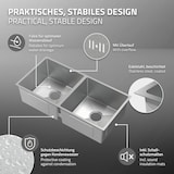 thumbnail of ML-Design Doppelspülbecken Edelstahl 81,5 × 40 cm – Rechteckige Küchenspüle mit 2 Becken, Einbau-/Unterbauspüle mit Ab- & Überlaufgarnitur & Siphon