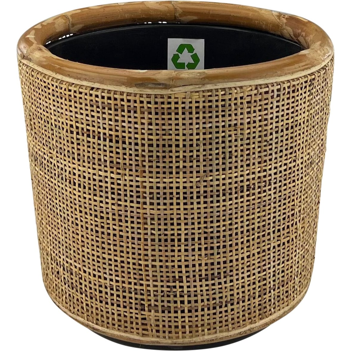 NATURN LIVING Maceta Seca de Ratán Rubio - ø 31 x 29 cm - Jardinera Sostenible con Interior de Plástico Reciclado Impermeable - Marrón Claro