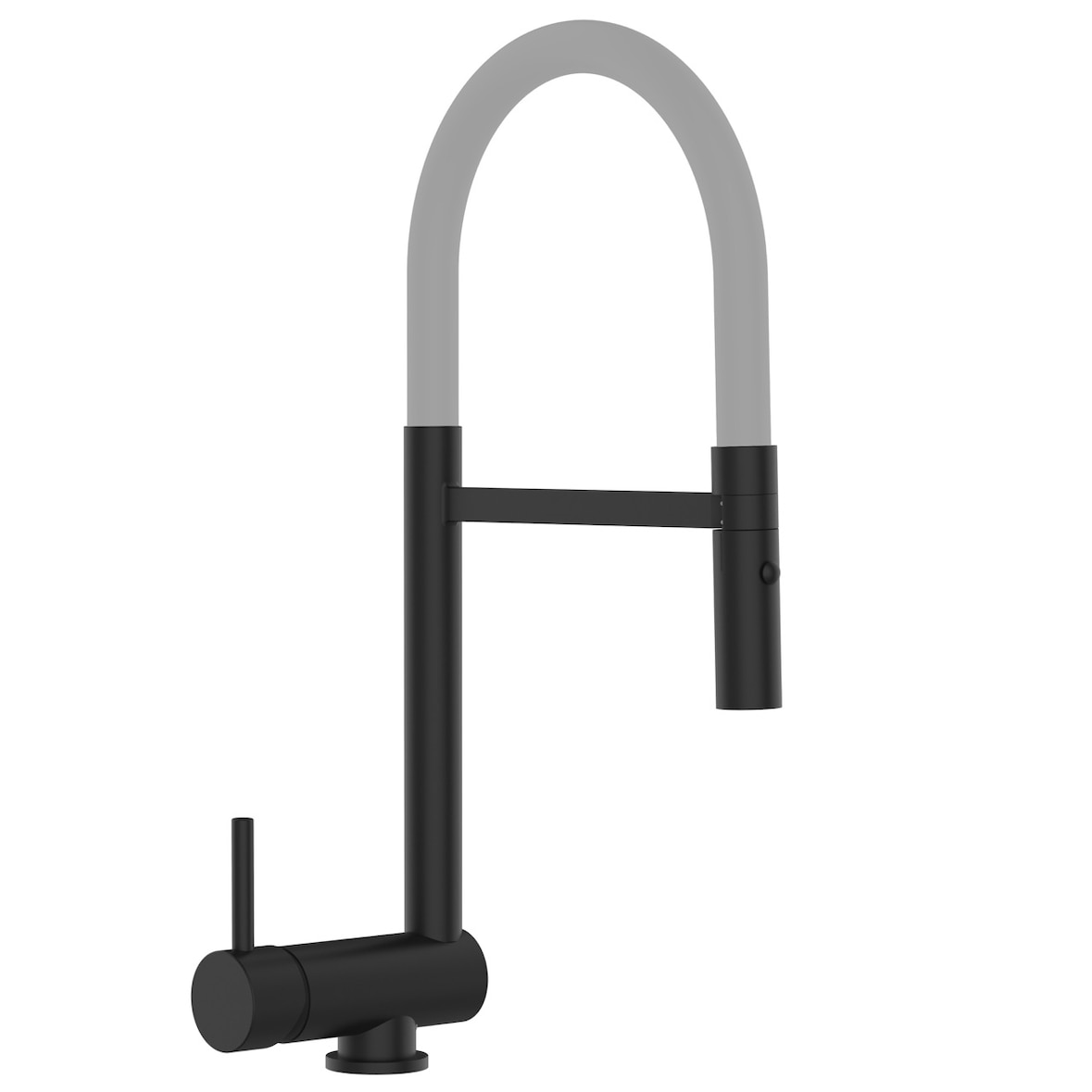 Unterfenster Wasserhahn Umklappbar 6 CM Schwarz Matt Küchenarmatur, 360° schwenkbarem Grau Auslauf und abnehmbare 2 Strahl Handbrause - LINKER HEBEL