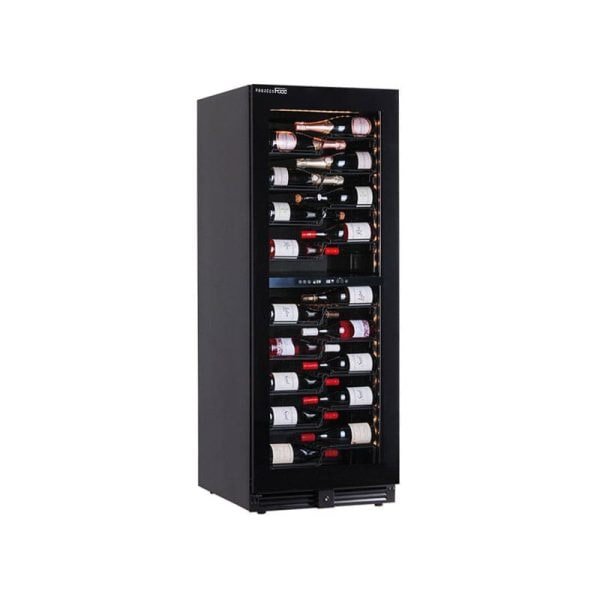 Cantina vini premium per 104 bottiglie doppia temperatura a refrigerazione ventilata - griglie in metallo a Z