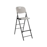 thumbnail of Chaise haute pliante blanche pour intérieur et extérieur, tabouret de bar, avec dossier et repose-pieds, en plastique, idéale pour événements