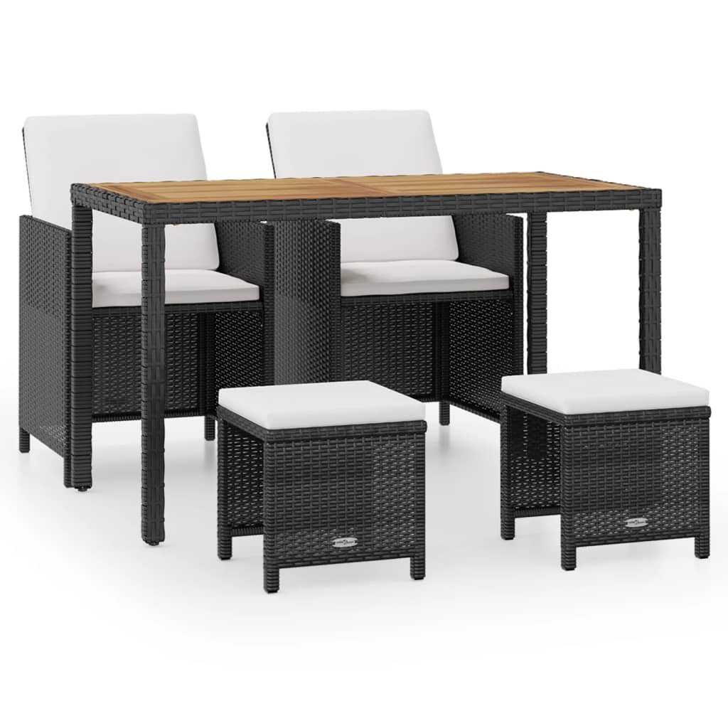 Helloshop26 - Gartenmöbelset Outdoor-Möbel 5-teiliges stapelbares Möbelset Rattan und schwarzes Akazienholz 02_0018330
