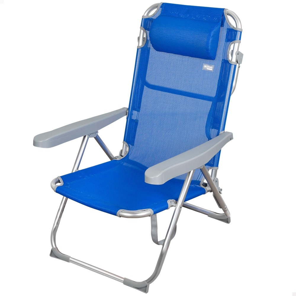 Silla playera alta multiposición azul Aktive