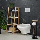 thumbnail of Relaxdays WC Garnitur, Bambus, Eisen, freistehender Klopapierhalter, Toilettenbürste mit Bürstenhalter, schwarz/natur