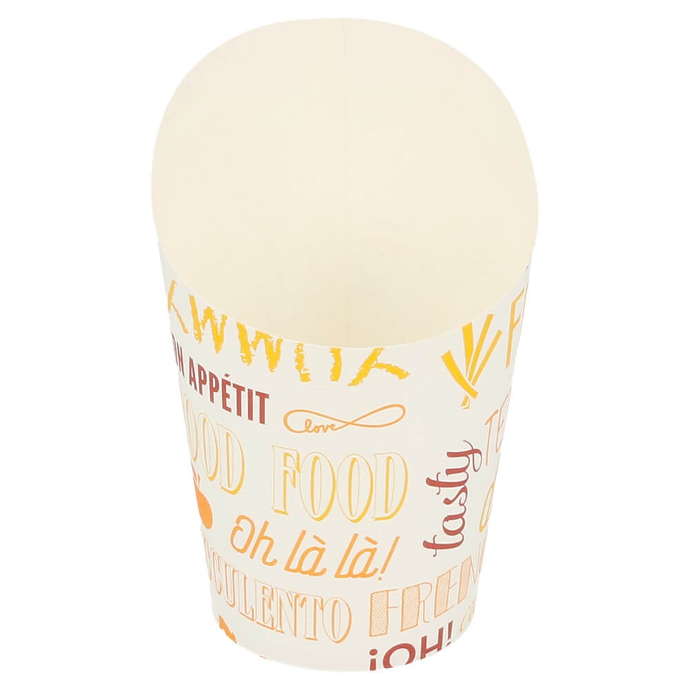 Garcia de Pou 100 Unità - Bicchiere Per Fritti Aperto 'Parole' 9 Oz - 270 Ml 220 + 18Pe G/M2 Ø7X10,5 Cm Bianco Cartone