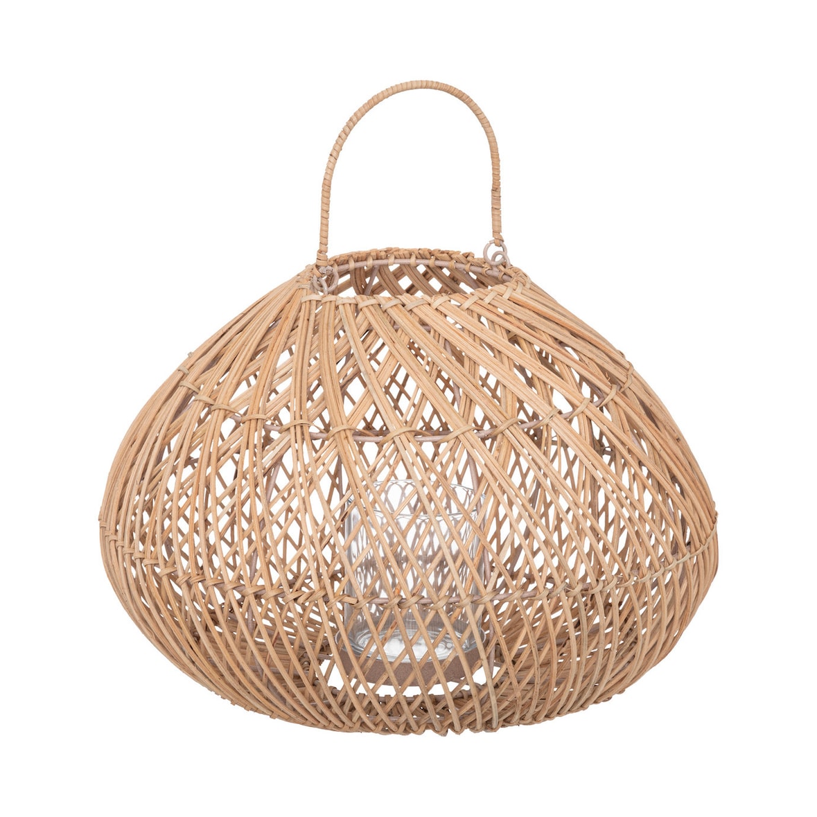 Atmosphera Lour - Laterne aus Metall und Rattan, Ø 37 x 38 cm, beige