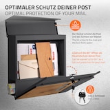 thumbnail of ECD Germany Standbriefkasten Edelstahl 120 cm, mit Pfosten & Zeitungsfach, Postkasten Anthrazit Holzoptik, Stahl pulverbeschichtet