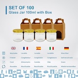 thumbnail of Conjunto 100 frascos vidro 100 ml com tampa + 100 caixas com janela para 1 frasco de doce