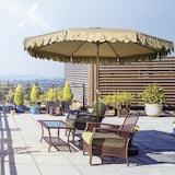 thumbnail of 4goodz Parasol met Volant en kantfranjes Ø264 cm - kantelbaar - Houtlook - kaki
