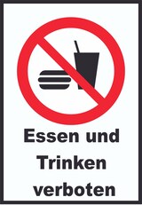 thumbnail of Essen und Trinken verboten 2 Schild A4 Rückseite selbstklebend