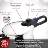 thumbnail of Magefesa Favorit - Olla Express 6L, Acero Inoxidable 18/10, Mango Ergonómico, Cocina Rápida, Fondo Tricapa, Induccion, Limpieza Fácil, Cocina Sana