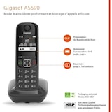 thumbnail of Gigaset AS690 téléphone sans fil DECT noir  base + combiné