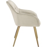 thumbnail of tectake Eetkamerstoel Marilyn, fluweellook, gecapitonneerd - creme/goud, per stuk - 405725