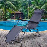 thumbnail of Outsunny Tumbona Reclinable y Plegable con Respaldo Ajustable Reposabrazos Almohada y Reposapiés para Jardín Balcón Carga 136 kg 135x60x89 cm Gris