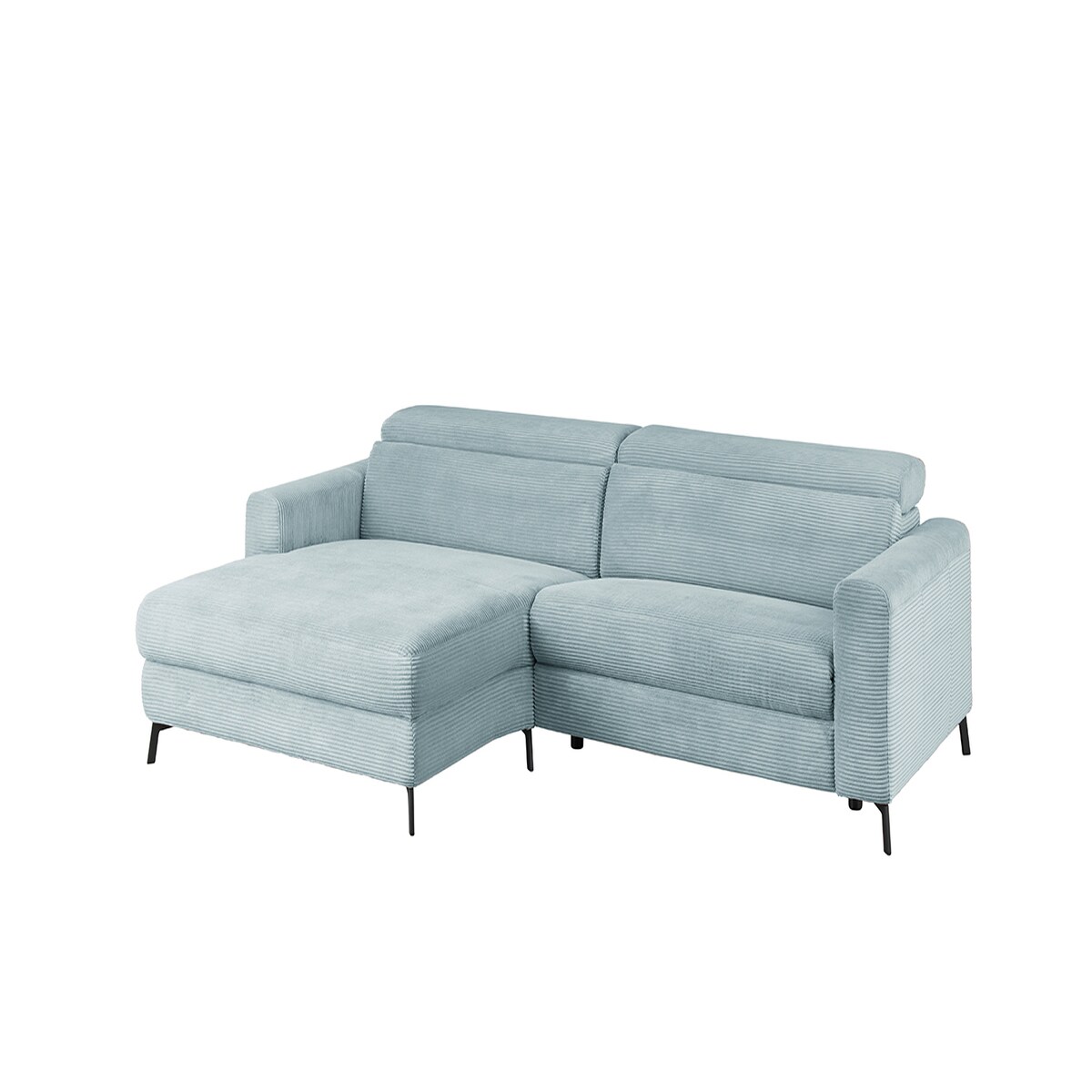 KAWOLA Sofa LAISKA Ecksofa Cord hellblau Longchair links