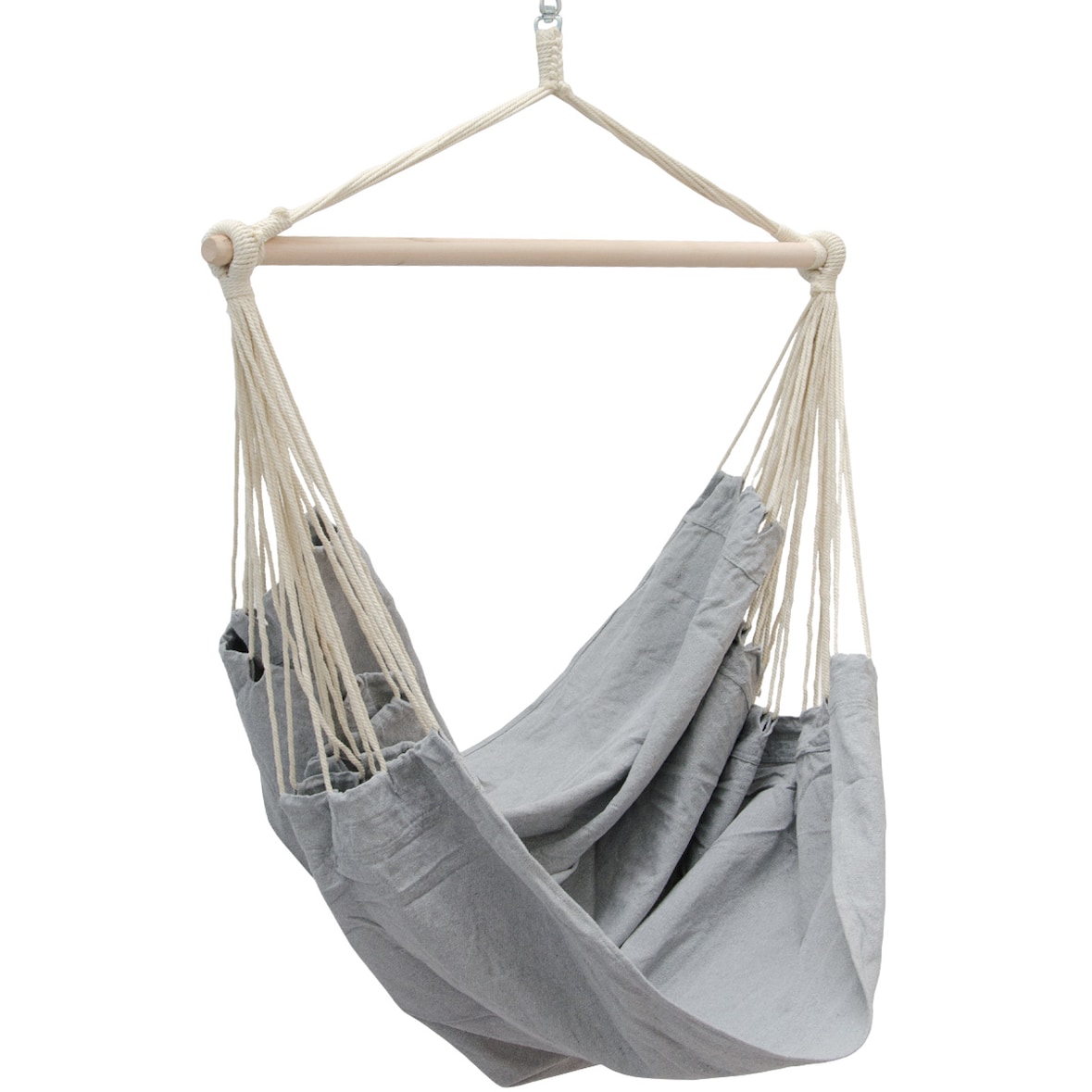 AMANKA XXL Silla Colgante para sentarse 2 personas hamaca 185x130cm 150Kg sillón para mecerse 100% algodón incl pivote giratorio 360° Gris Claro