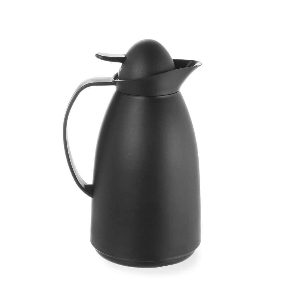 HENDI Isoleerkan met glazen binnenfles 1L, Zwart, ⌀140x(H)268mm
