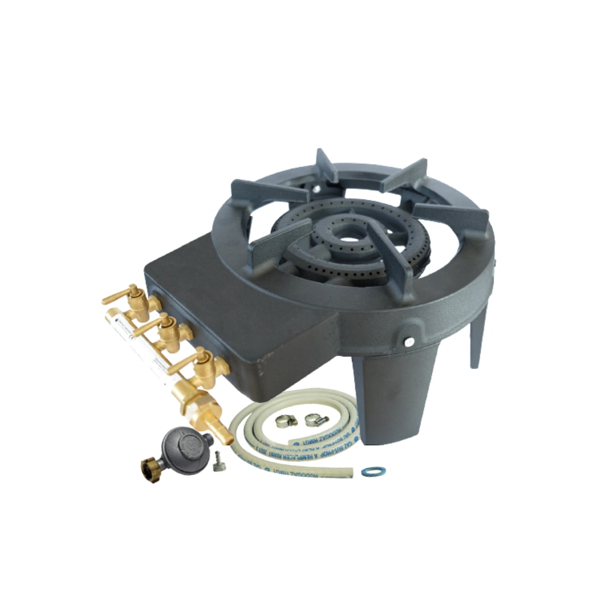 Estufa de gas para catering de hierro fundido real 9.8 kw 4 pies 3 grifos + manguera de gas y regulador